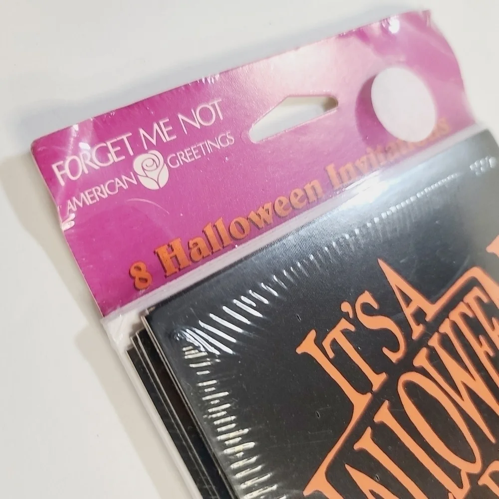NWT Deadstock Vintage Halloween Party Invitations Forget ME Not Pumpkin